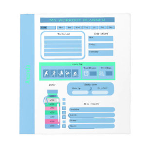 Workout Daily Schedule meal and weight tracker Notepad