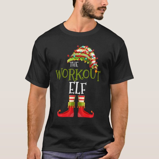 workout Elf Group Matching Family Christmas T-Shirt (Front)