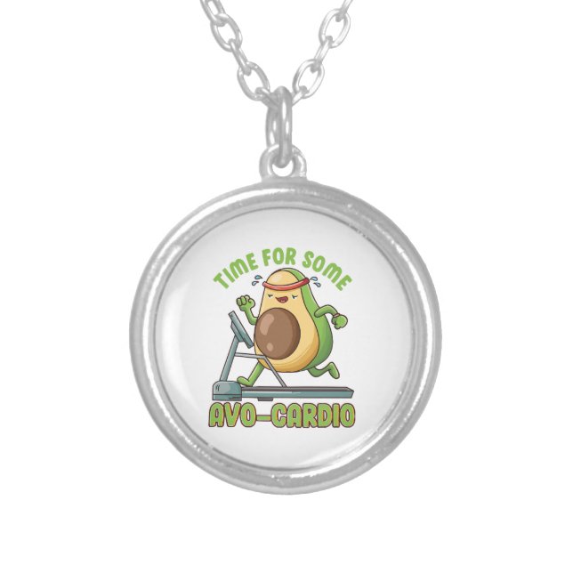 Workout Exercise Funny Humor Sayings Quotes Silver Plated Necklace (Front)