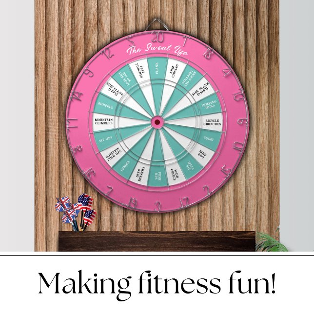 Workout Fitness Darts Game Pink and Turquoise  Dart Board (Creator Uploaded)