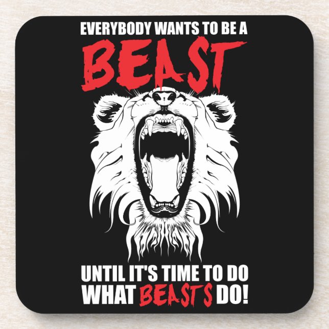 Workout Fitness Gym Motivation - Beast Beverage Coaster (Front)