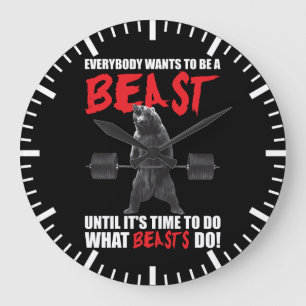 Workout Fitness Gym Motivation - Beast Large Clock