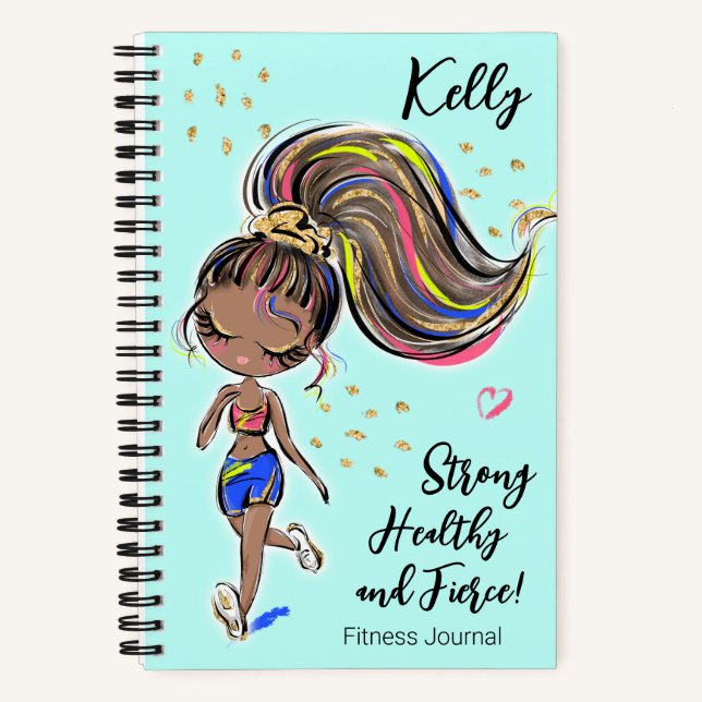 Workout Fitness Journal, Strong Healthy & Fierce   Notebook (Front)