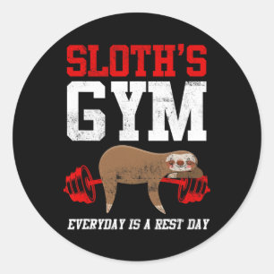 Workout Fitness Sloth's Gym Everyday Is Rest Day Classic Round Sticker