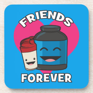 Workout Friends Forever - Cute Kawaii Funny Gym Beverage Coaster