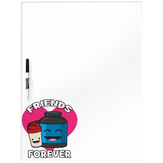 Workout Friends Forever - Cute Kawaii Funny Gym Dry Erase Board (Front)