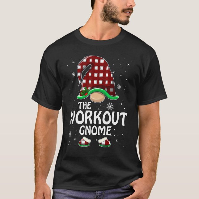 Workout Gnome Buffalo Red Plaid Matching Family Ch T-Shirt (Front)