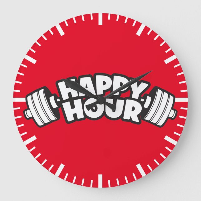 Workout - Happy Hour - Funny Gym Motivational Large Clock (Front)