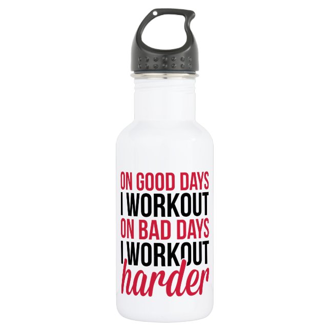 Workout Harder Gym Quote Water Bottle (Front)