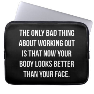 Workout Humor - Body vs Face - Funny Novelty Gym Laptop Sleeve
