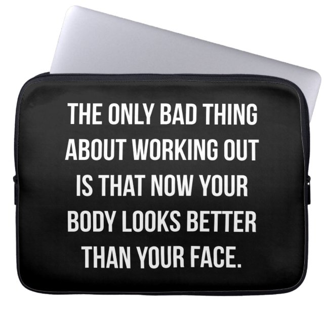 Workout Humor - Body vs Face - Funny Novelty Gym Laptop Sleeve (Front)
