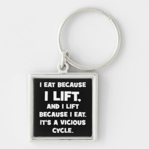 Workout Humor - I eat because I lift Keychain