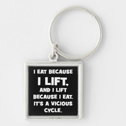 Workout Humor _ I eat because I lift Keychain
