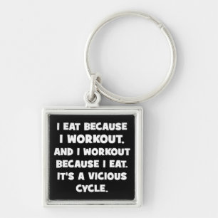 Workout Humor - I eat because I workout Keychain