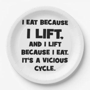 Workout Humor - I eat because I workout Paper Plates