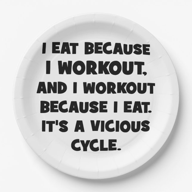 Workout Humor - I eat because I workout Paper Plates (Front)