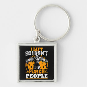 Workout Humor (I Lift So I Don't Punch People) Gym Keychain