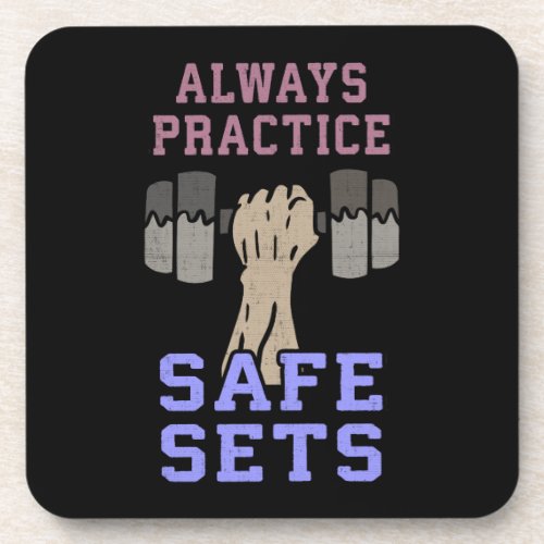 Workout Humor _ Practice Safe Sets _ Novelty Gym Coaster