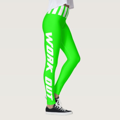 Workout in Bright Neon Green  White _ DIY Color Leggings