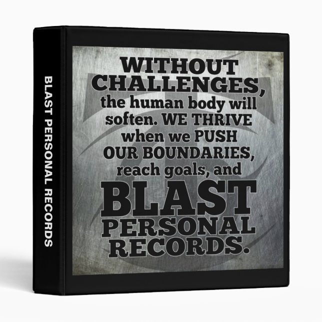 Workout Inspirational Words - Challenges and Goals 3 Ring Binder (Front/Spine)
