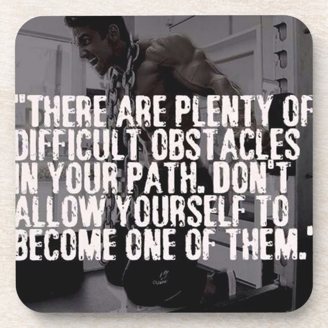 Workout Inspirational Words - Obstacles Beverage Coaster (Front)