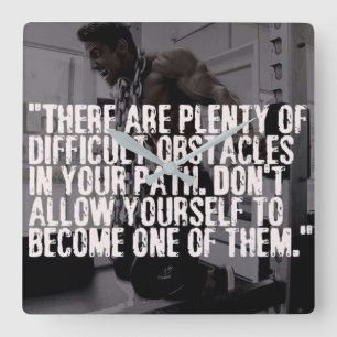 Workout Inspirational Words - Obstacles Square Wall Clock