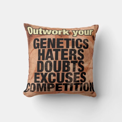 Workout Inspirational Words _ Outwork _ Motivation Throw Pillow