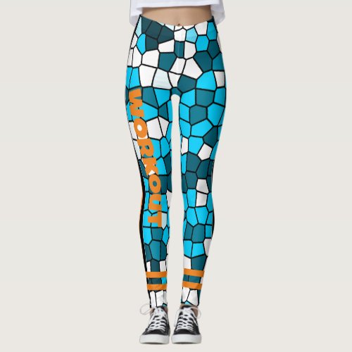 Workout l Colorful Mosaic Agate l Unique blue Leggings