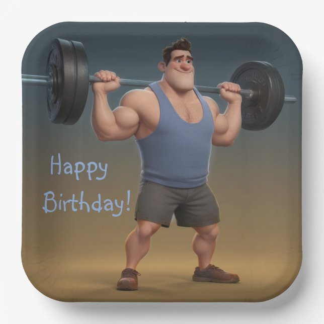 Workout Man Paper Plates (Front)