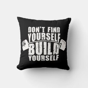 Workout Motivation - Build Yourself - Barbell Throw Pillow