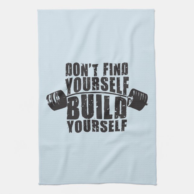 Workout Motivation - Build Yourself - Barbell Towel (Vertical)