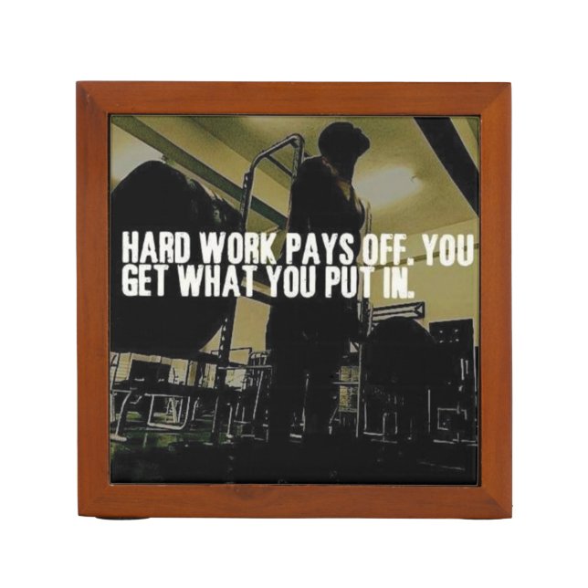 Workout Motivation - Hard Work Pays Off Desk Organizer (Front)