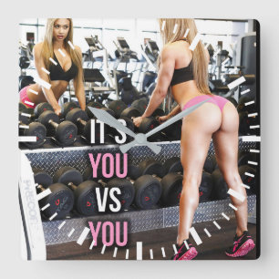 Workout Motivational Square Wall Clock