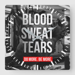 Workout Motivational Square Wall Clock