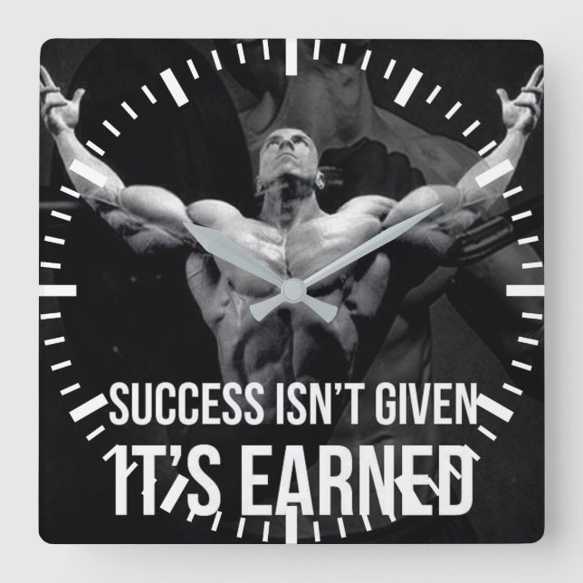 Workout Motivational Square Wall Clock (Front)