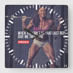 Workout Motivational Square Wall Clock
