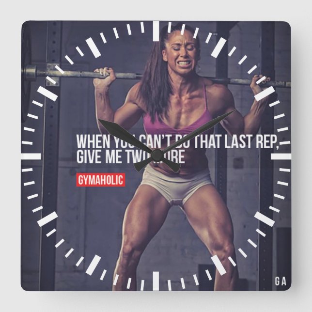 Workout Motivational Square Wall Clock (Front)