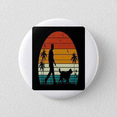 Workout My Dog_Vintage Retro Sunset Button