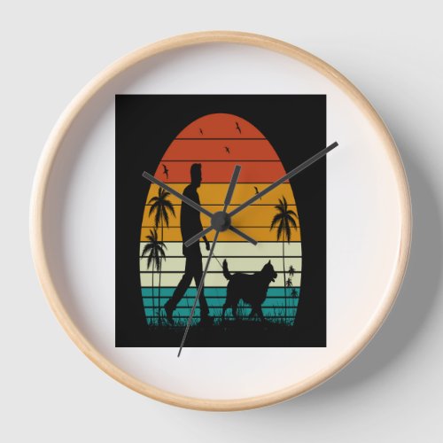 Workout My Dog_Vintage Retro Sunset Clock