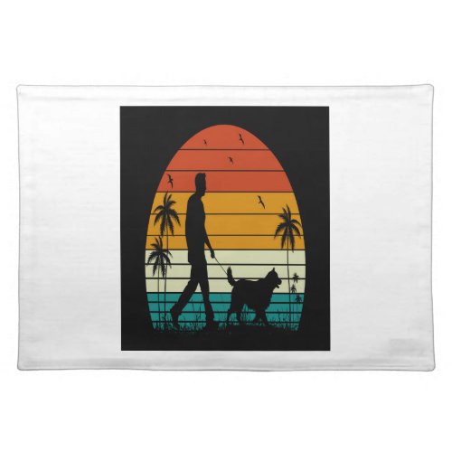 Workout My Dog_Vintage Retro Sunset Cloth Placemat
