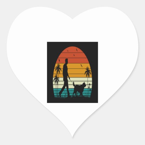 Workout My Dog_Vintage Retro Sunset Heart Sticker