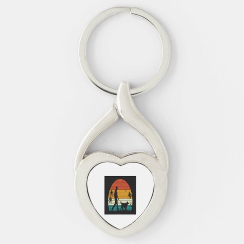 Workout My Dog_Vintage Retro Sunset Keychain