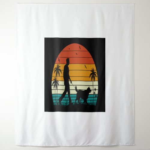 Workout My Dog_Vintage Retro Sunset Tapestry