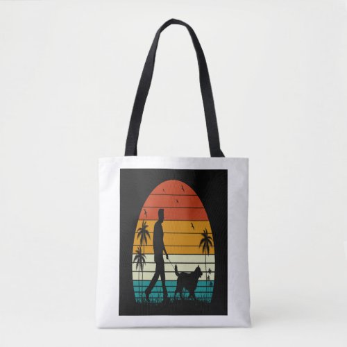 Workout My Dog_Vintage Retro Sunset Tote Bag