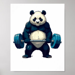Workout Panda Deadlifter Funny Gym Tee Lifting Mot Poster