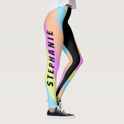 Workout Side Stripes Colorful School Team Custom Leggings