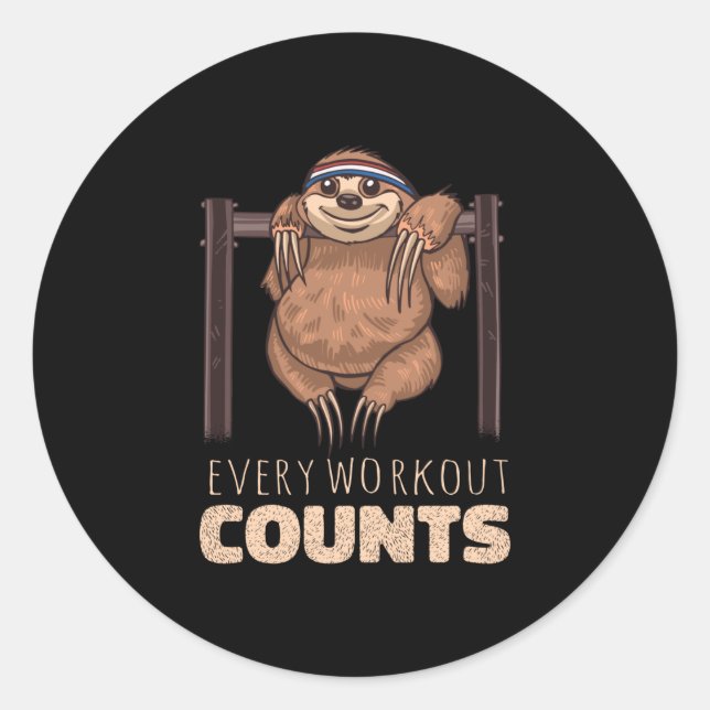 Workout Sloth Classic Round Sticker (Front)