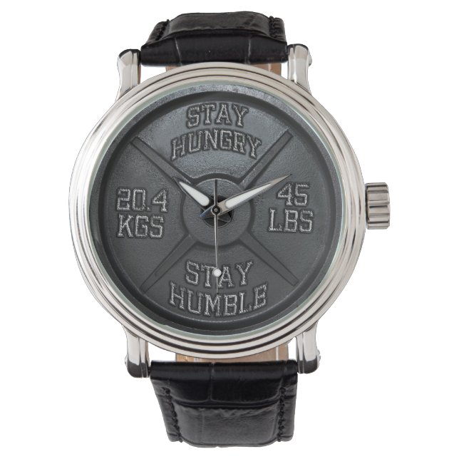 Workout - Stay Hungry, Stay Humble - Barbell Plate Watch (Front)