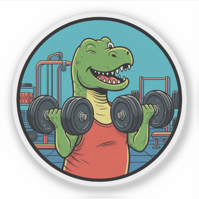 Workout T-Rex - Funny Dino Gym Motivation Sticker (Front)