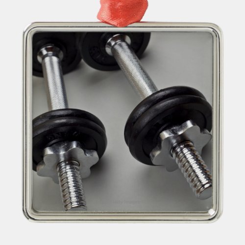 Workout weights metal ornament